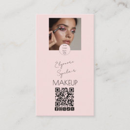 Blush Pink Script Logo QR Code Photo Makeup Visitkort