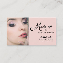 Blush Pink Script Photo Makeup Business Card Visitkort