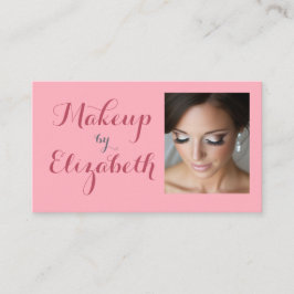 Blush Pink Script Photo Makeup Visitkort