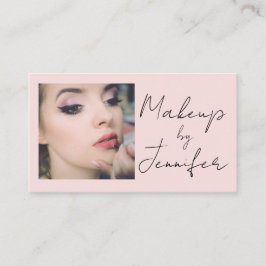 Blush Pink Script Social Icon QR Code Photo Makeup Visitkort