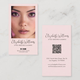 Blush Pink Script Social Icon QR Code Photo Makeup Visitkort