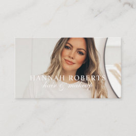 Blush Pink Script Social QR Code Photo Hair Makeup Visitkort