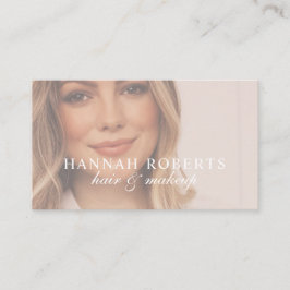 Blush Pink Script Social QR Code Photo Hair Makeup Visitkort