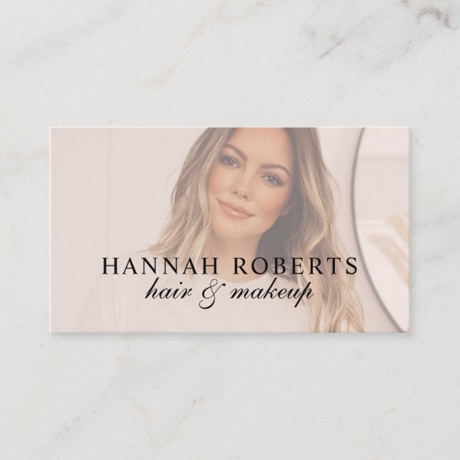 Blush Pink Script Social QR Code Photo  Visitkort (Framsida)