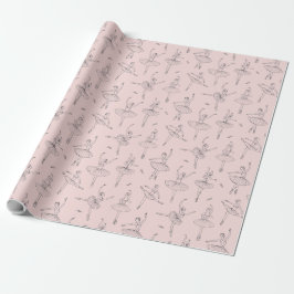 Blush Pink & Silver Ballerina Pattern Presentpapper