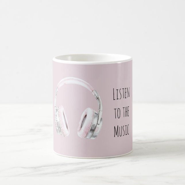 Blush Pink Silver Earphones Kaffemugg (Center)