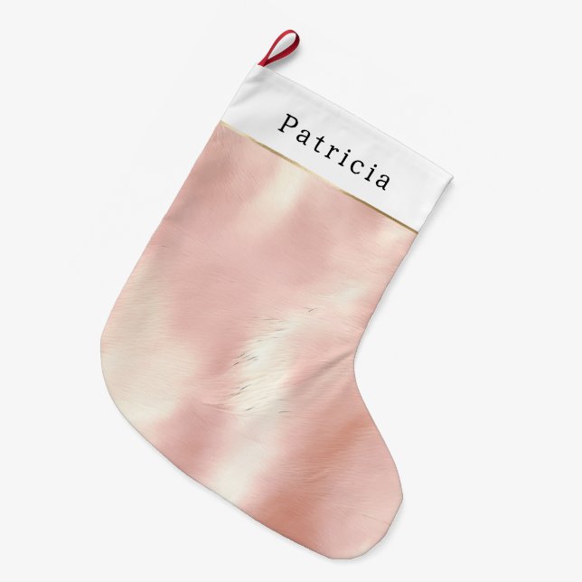 Blush Pink Southwest Cowhide Christmas Stor Julstrumpa (Framsidan (Hängande))