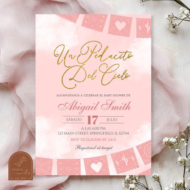 Blush Pink Spanish piece of heaven baby shower Inbjudningar (Skapare uppladdad)