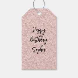 Blush Pink Sparkle Glitter Birthday Presentetikett