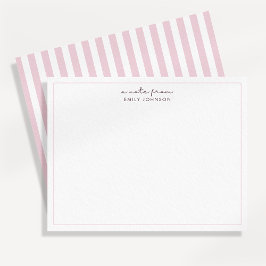 Blush Pink Stripe Minimalist a Note From Flat Note Inbjudningar