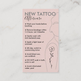 Blush Pink Ta Hand Om Eftervård Av Ny Tatuering Visitkort