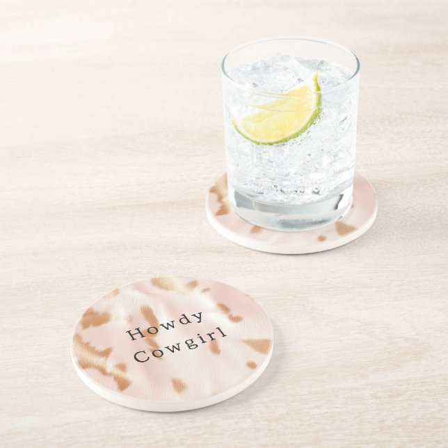 Blush Pink Tan Southwest Faux Cowgirl Cowhide Underlägg (Sidan)