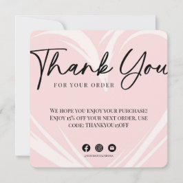 Blush Pink Thank You For Your Order Card Kort