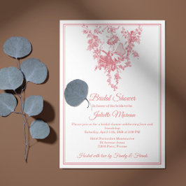 Blush Pink Toile de Jouy Bridal Shower Invitation Inbjudningar