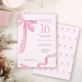 Blush Pink trendy Bow Ribbon Coquette Sweet 16  Inbjudningar