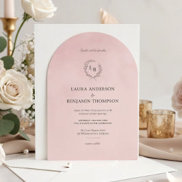 Blush Pink Velvet Elegant Arch Style Wedding Inbjudningar