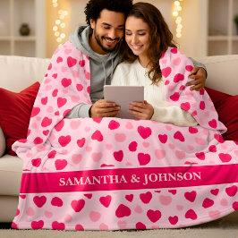 Blush Pink Watercolor Hearts Valentine Gift Fleecefilt