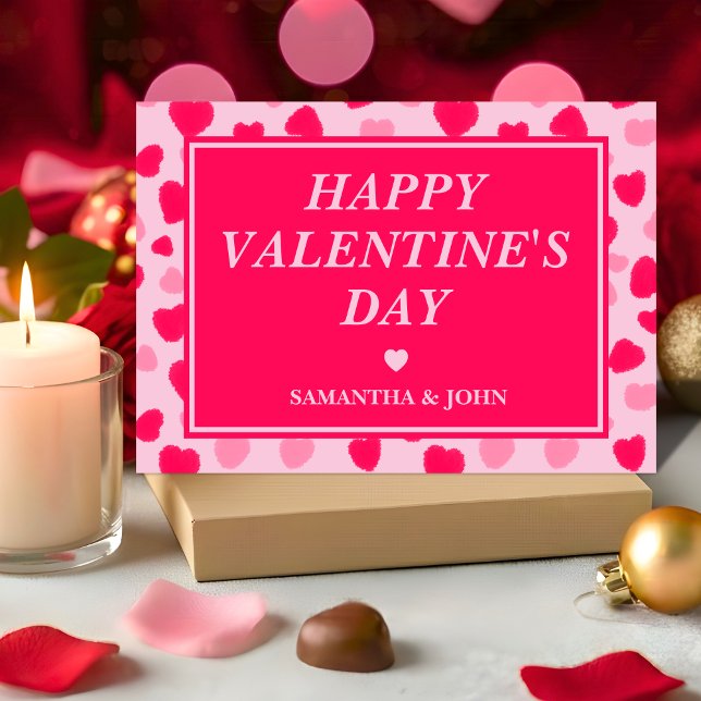 Blush Pink Watercolor Hearts Valentine’s Gift Julkort (Skapare uppladdad)