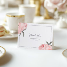 Blush Pink Watercolor Peony Wedding Thank You Card Tack Kort