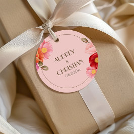 Blush Pink Watercolor Poppy Wedding Favor Tags Gåvor Etiketter
