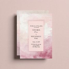 Blush Pink Watercolor Wash Japanese Wedding Inbjudningar