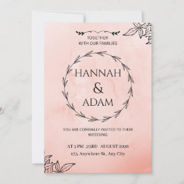 Blush Pink Watercolor Wreath Wedding Invitation Inbjudningar