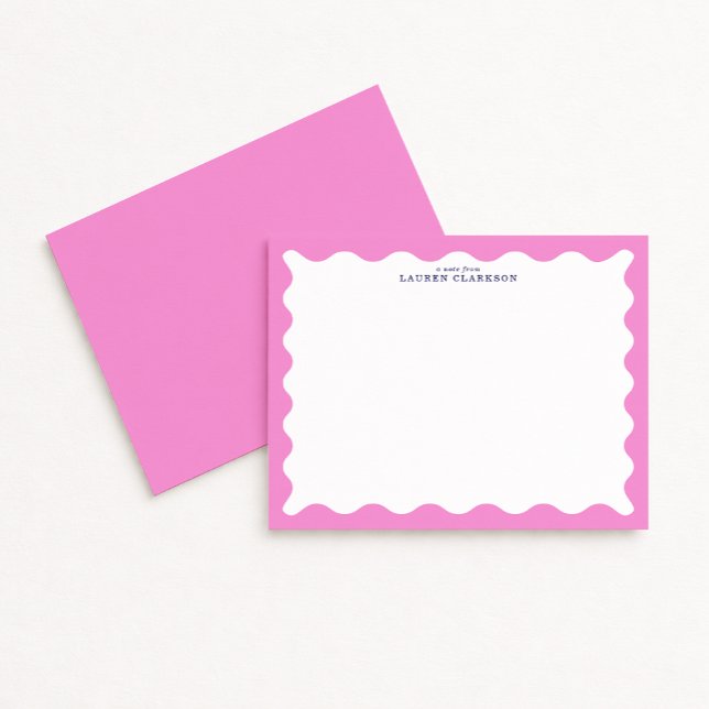 Blush Pink Wavy Frame Note Card Inbjudningar (Skapare uppladdad)