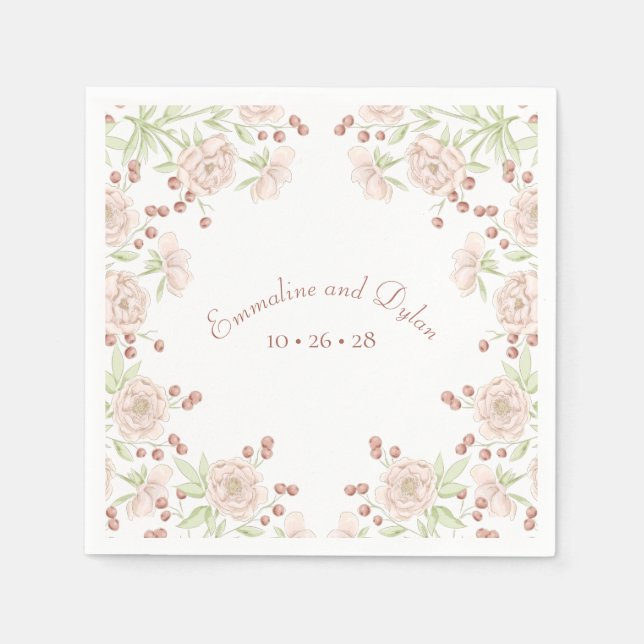 Blush Pink Wedding Floral Pappersservett (Framsidan)