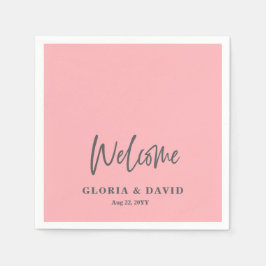 Blush Pink Welcome Wedding Pappersservett