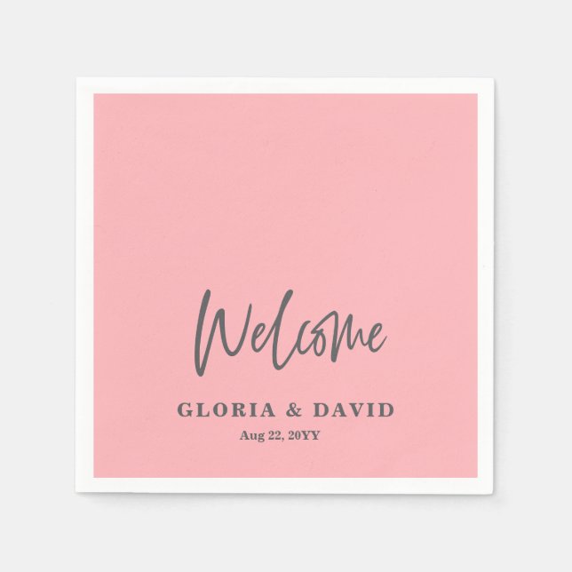 Blush Pink Welcome Wedding  Pappersservett (Framsidan)