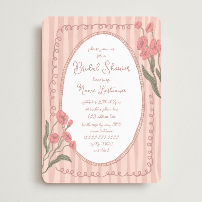 Blush Pink Whimsical Hand Painted Bridal Shower Inbjudningar (Skapare uppladdad)