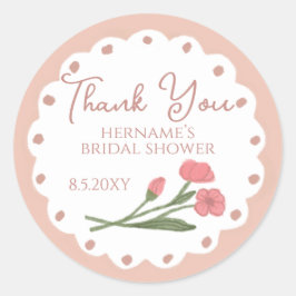 Blush Pink Whimsical Thank You Bridal Shower 01 Runt Klistermärke