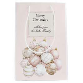 Blush Pink White Champagne Christmas Ornaments