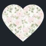 Blush Pink White Flowers Wedding Hjärtformat Klistermärke<br><div class="desc">Blush Pink White Flowers Wedding</div>