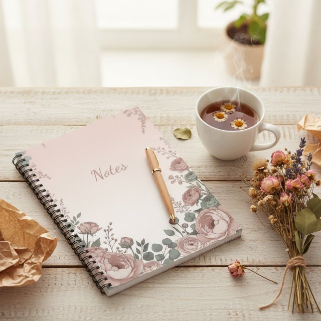 Blush Pink Wildflower Aesthetic Notebook Anteckningsbok (Blush Pink Wildflower Aesthetic Notebook)