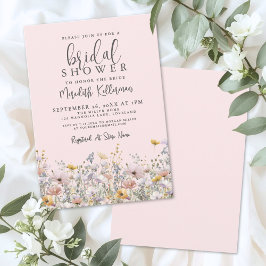 Blush Pink Wildflower Bridal Shower Inbjudningar