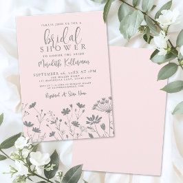 Blush Pink Wildflower Bridal Shower Inbjudningar