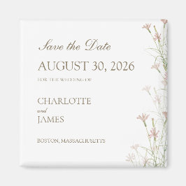 Blush Pink Wildflower Wedding Save the Date Magnet