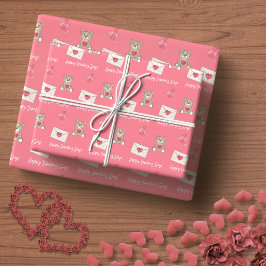 Blush Pink with Bear, Hearts, and Custom Message Presentpapper