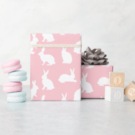 Blush Pink With White Bunny Pattern Lovely Easter Presentpapper