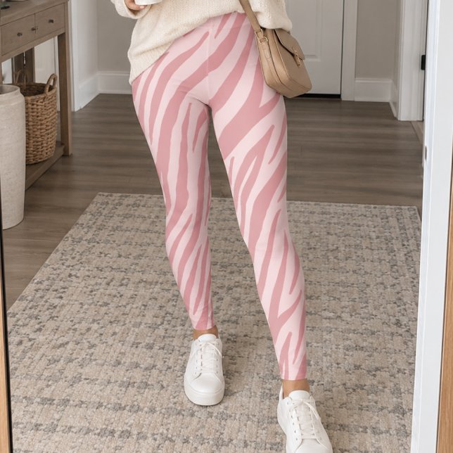 Blush Pink Zebra Stripes Leggings (Skapare uppladdad)