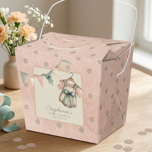 Blush Polka Dot Baby  Presentaskar (Boho baby shower guest favor box)