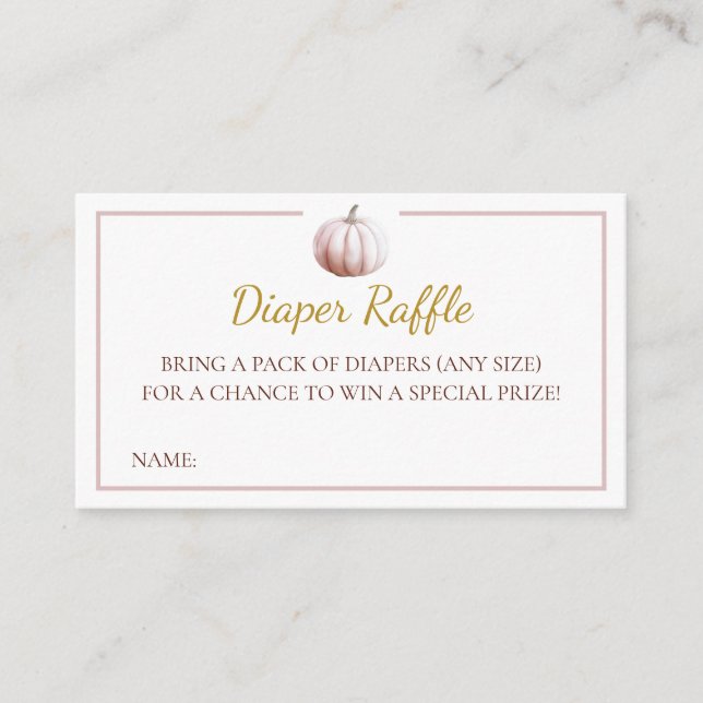 Blush Pumpkin Fall Baby Shower Diaper Raffle Card Tilläggskort (Framsida)