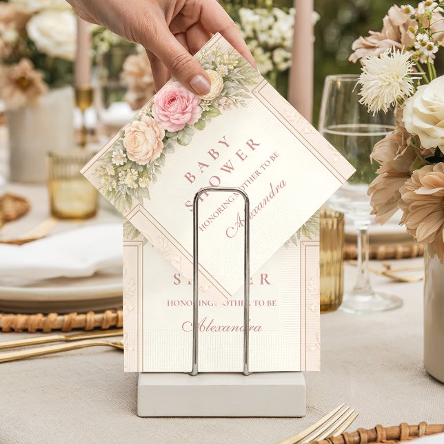 Blush Ranunculus And Rose Garden Baby Shower Pappersservett (Skapare uppladdad)