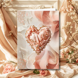 Blush Rococo Heart Lace Elegant Thank You  Kort