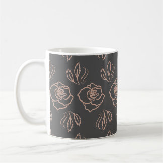 Blush Ros Linje Konst / Elegant Blomma Kaffemugg