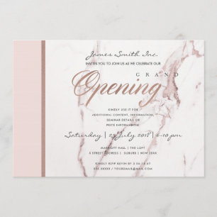 BLUSH RÖS ROSÉGULD MARMOR STRUKTUR GRAND OPENING INBJUDNINGAR