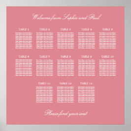 Blush Rosa 13 Bord Bröllops Platsindelning Affisch