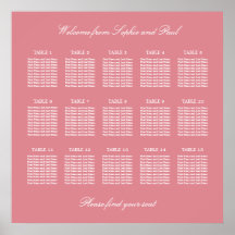 Blush Rosa 15 Bord Bröllops Sittplaneringsaffisch