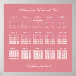 Blush Rosa 15 Bord Bröllops Sittplaneringsaffisch Poster